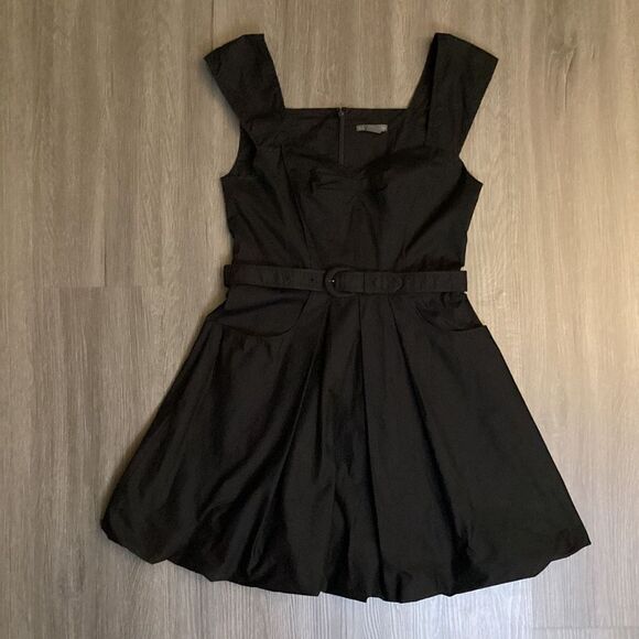 Armani Exchange Belted Little Black Dress Off the Shoulder Puffy Bubble Hem Pock - Picture 6 of 10